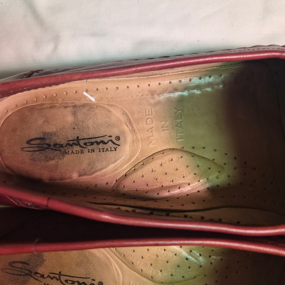 Santoni Mens Burgundy Leather Tassel Loafers Made in Italy 11.5 D 42109815 - Picture 3 of 8